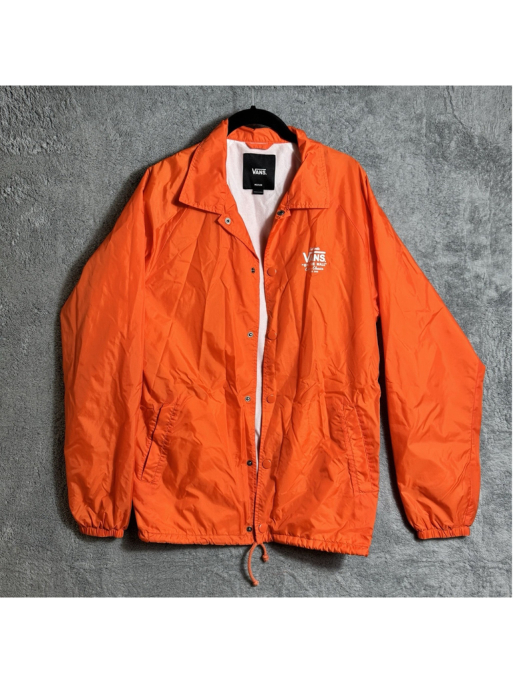 Vans Torrey Coach’s Lined Windbreaker Jacket Orange Size Mens Medium Snap Skater